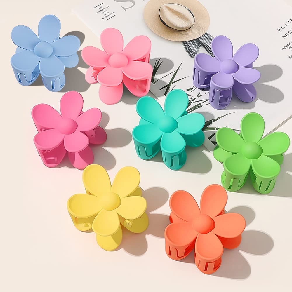 8 Pcs Flower Hair Claw Clips for Women Girls, Large Cute Matte Daisy Hair Clips